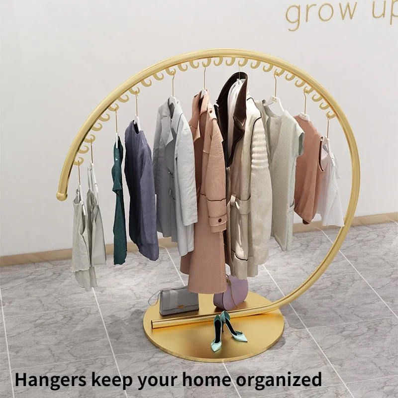 Nordic Style Wrought Iron Coat Rack Floor Clothes Racks Bedroom Clothes Hanger Indoor Simple Fashion Clothing Store Display Rack