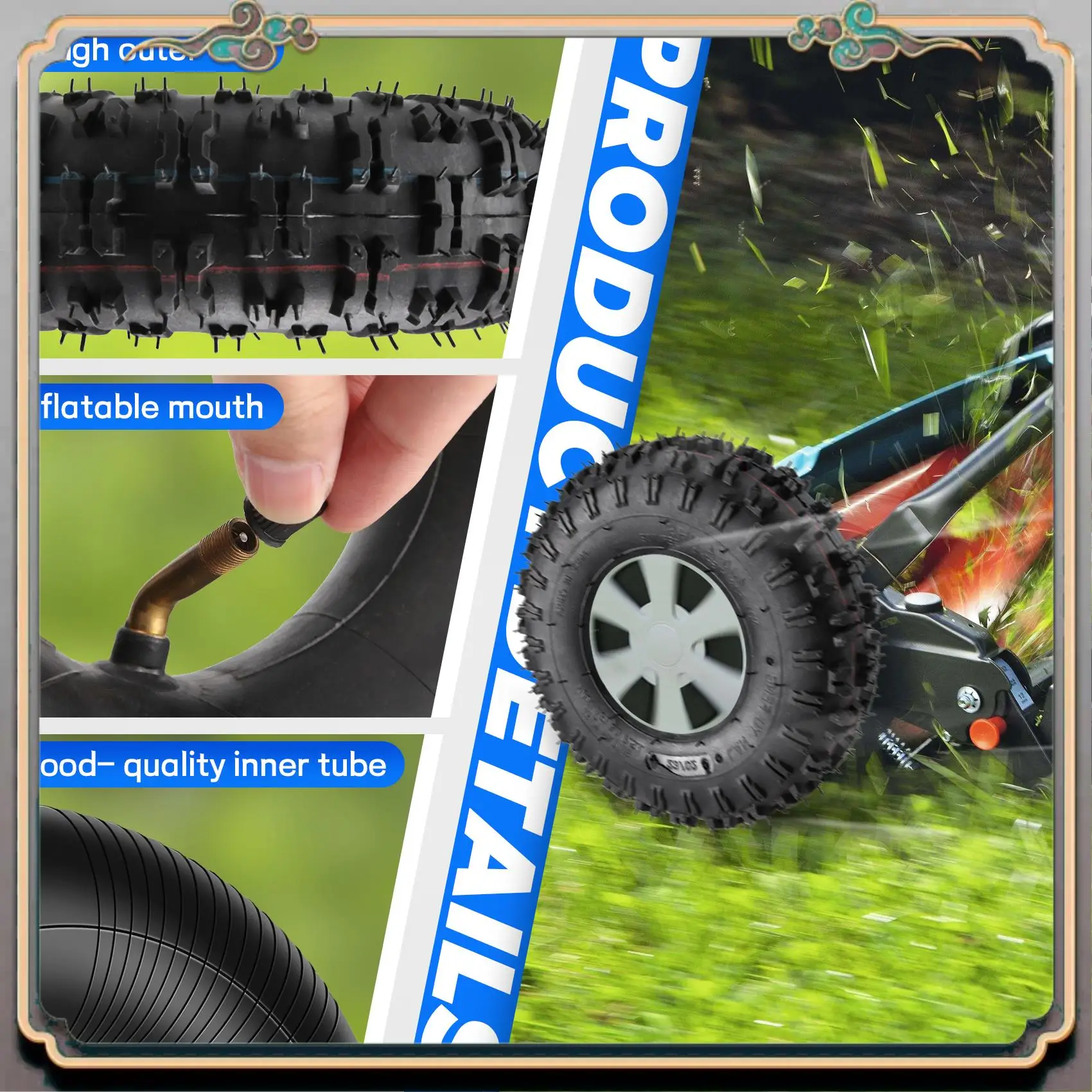 

Reliable-Inner Tube 4.10/3.50-4, Outer Tube 4.10-4 For Garden Rototiller Snow Blower Mowers Hand Truck Wheelbarrow Go Cart Kid