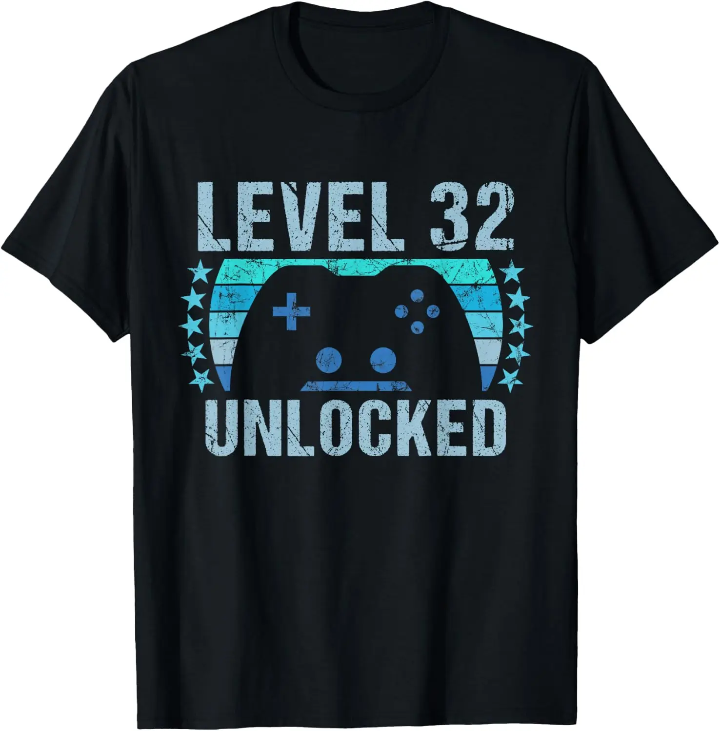 Gaming Vintage 32Nd Birthday Gift 32 Year Old Boy Girl Gamer T-Shirt Men Retro Vintage Slogan Printed T‑Shirt, Crew Neck Short Sleeve Distressed Graphic Tee Casual Daily Top for Men Holiday Gift