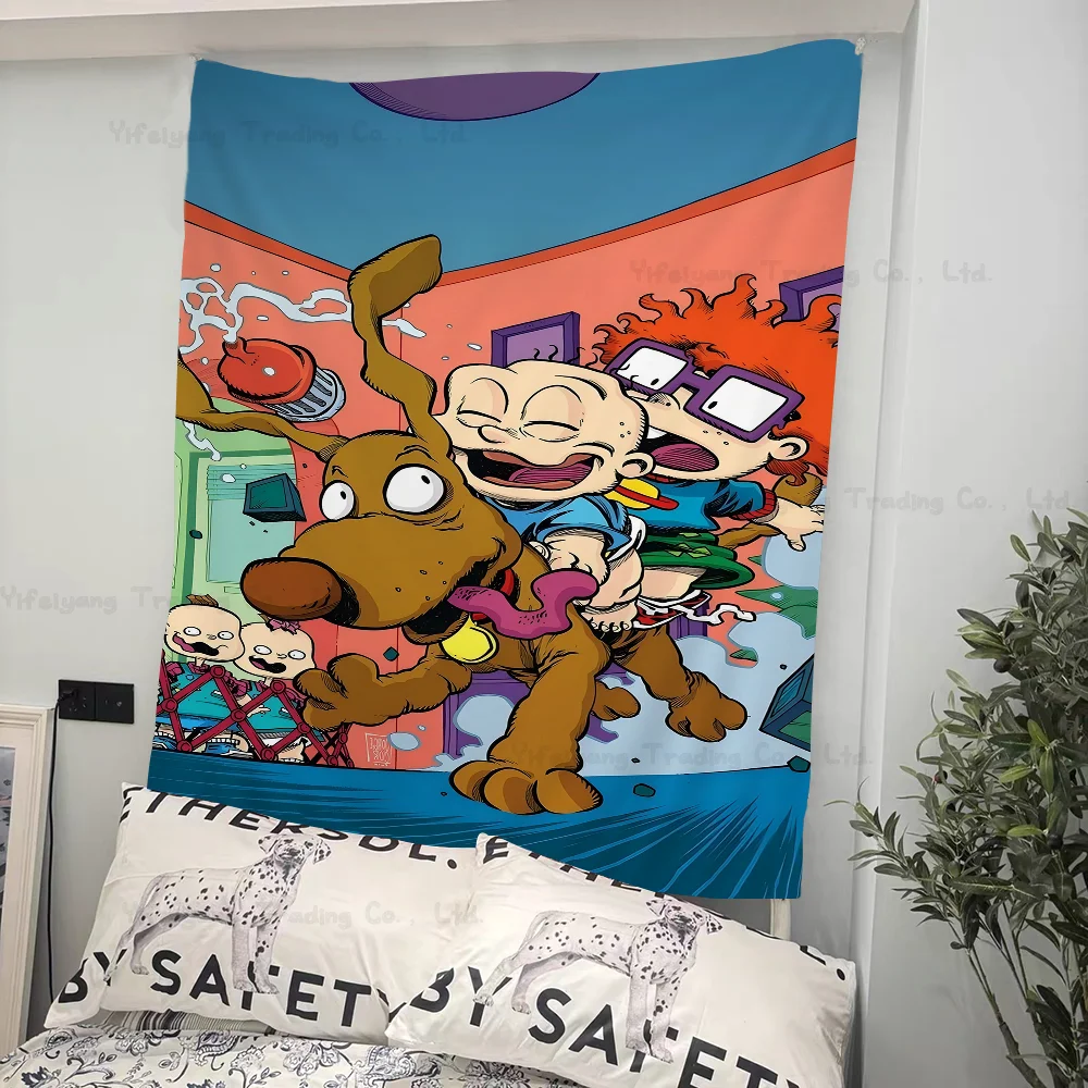 Cartoon R-Rugrats Anime Tapestry Hippie Flower Wall Carpets Dorm Decor Wall Hanging Home Decor