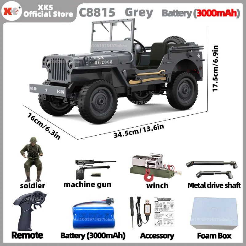 XKS JJRC C8815 1:10 Willys 1941MB schaal RC auto 2.4G 4WD afstandsbediening militair terreinwagen voor kinderen en volwassenen