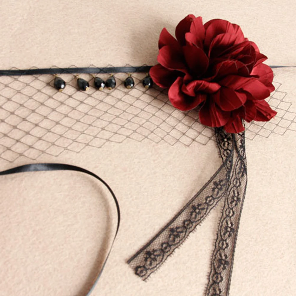 

Stylish Black Lace Veil Cover Headdress Glitter Crystals Rhinestones Mask for Women Halloween Masquerade Parties