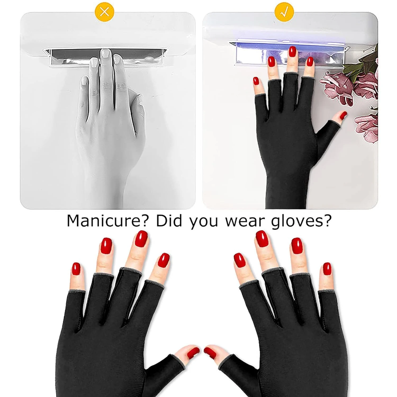 Guantes de manicura sin dedos definitivos mejorados con protector superior de rayos UV: máxima comodidad y cobertura para uso durante todo el día - Lo