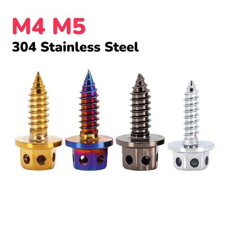 304 Stainless Steel M4 M5 Hexagon Hex Socket Cap Head Self Tapping Screw for Wood License Plate Motorcycle Screws