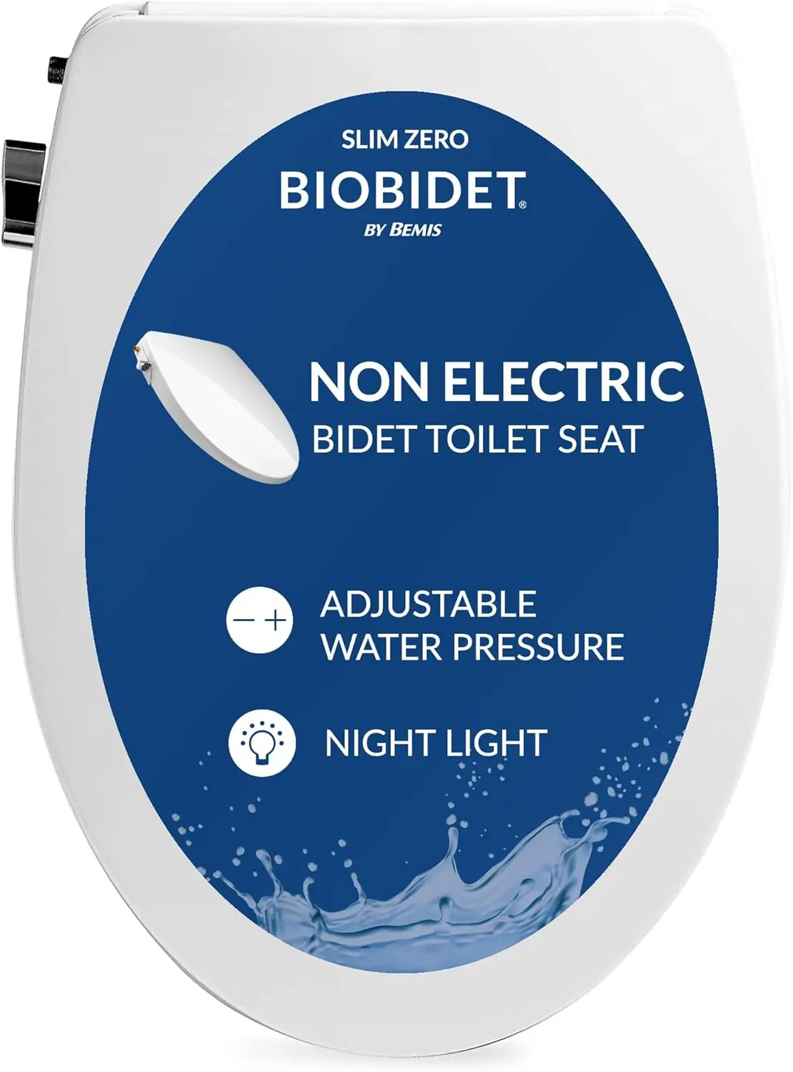 

Non-Electric Bidet Toilet Seat with Dual Nozzles, Slow Close Lid, Night Light - Ideal for Seniors, Postpartum & Hygiene