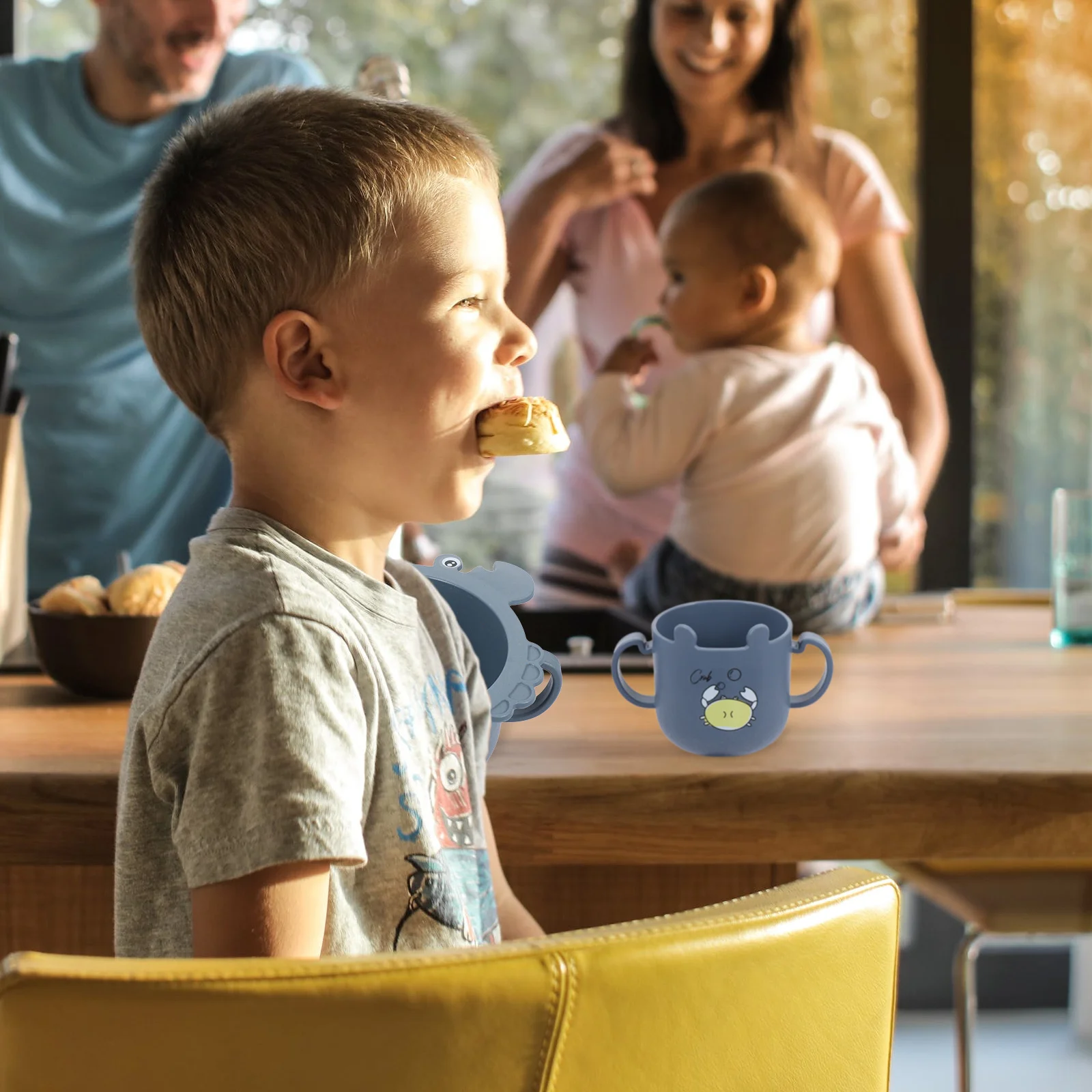 

1Set Eco Friendly Baby Tableware Wheat Straw Dining Plate Cutlery Easy Dining Tray Kids Cutlery Wheat Straw Tableware