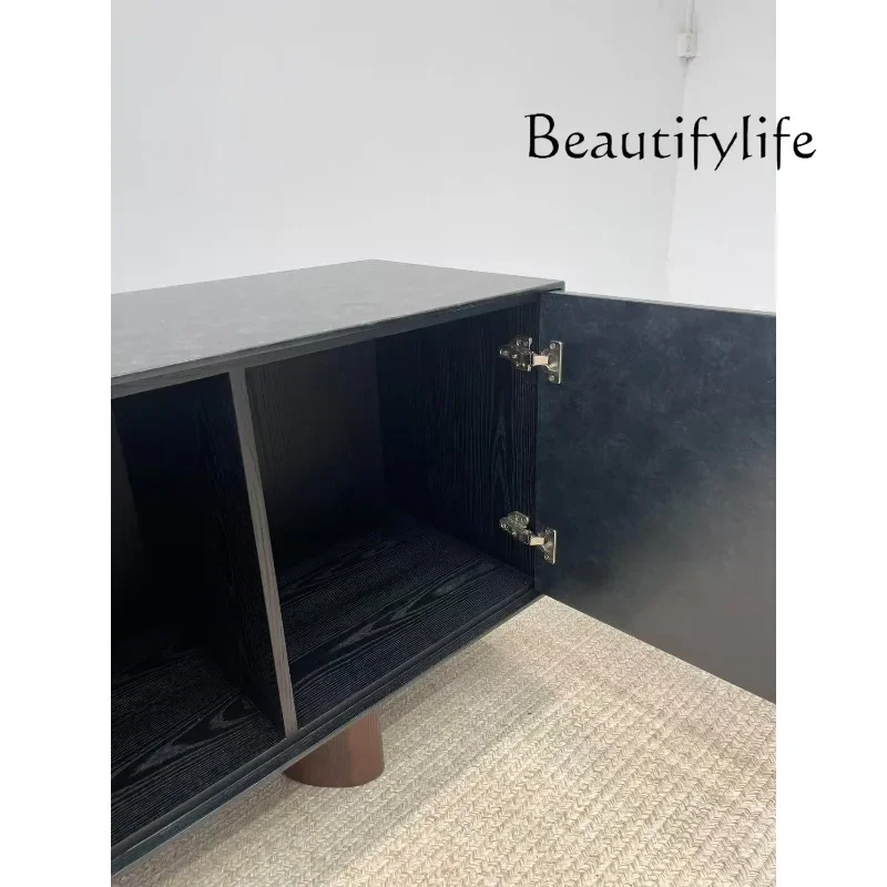 غرفة المعيشة المنزلية المصممة من العصور الوسطى، خزانة جانبية لتخزين الطعام من الخشب الصلب الإبداعي، خزانة تلفزيون بمدخل عتيق