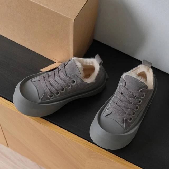 Careaymade-Winter Sports Shoes Warm Wool Fur Women Sneakers Fashion Design Peep Toe Thick-soled Casual Big Toe Shoes Ankle Boots