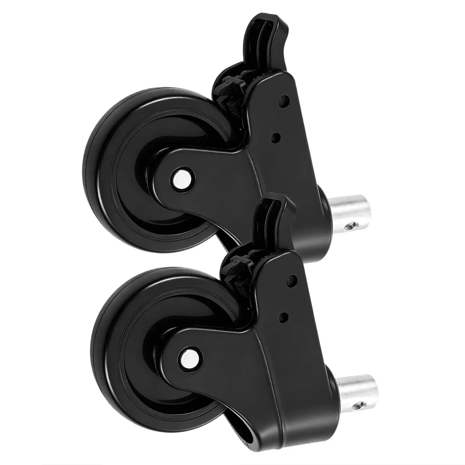 2Pcs Commode Chair Casters Replacement Heavy Duty Silent Stem Brake 3 Inch Wheelchair Wheels Bathroom Shower Rolling Chair 360