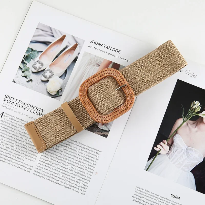 Korean Style Fashion Belts for Woman 95cm Creative Straw Plaited Style Belts Woman Windbreaker Coat Belts