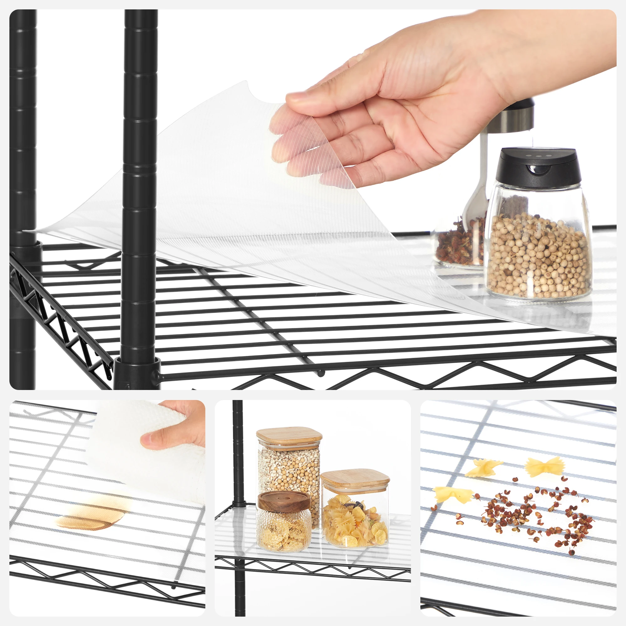 SONGMICS 6-Tier Storage Shelves, Wire Shelving Unit, Kitchen Metal Shelves, Storage Rack with Adjustable Shelves, Shelf Liners image 5