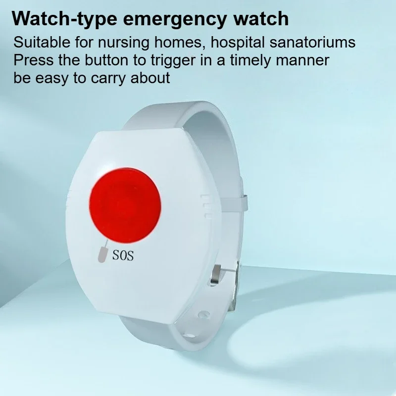 

433Mhz Wireless Caregiver Pager for Elderly SOS Wrist Call Button, Emergency Calling Distress Bracelet for Nursing Home