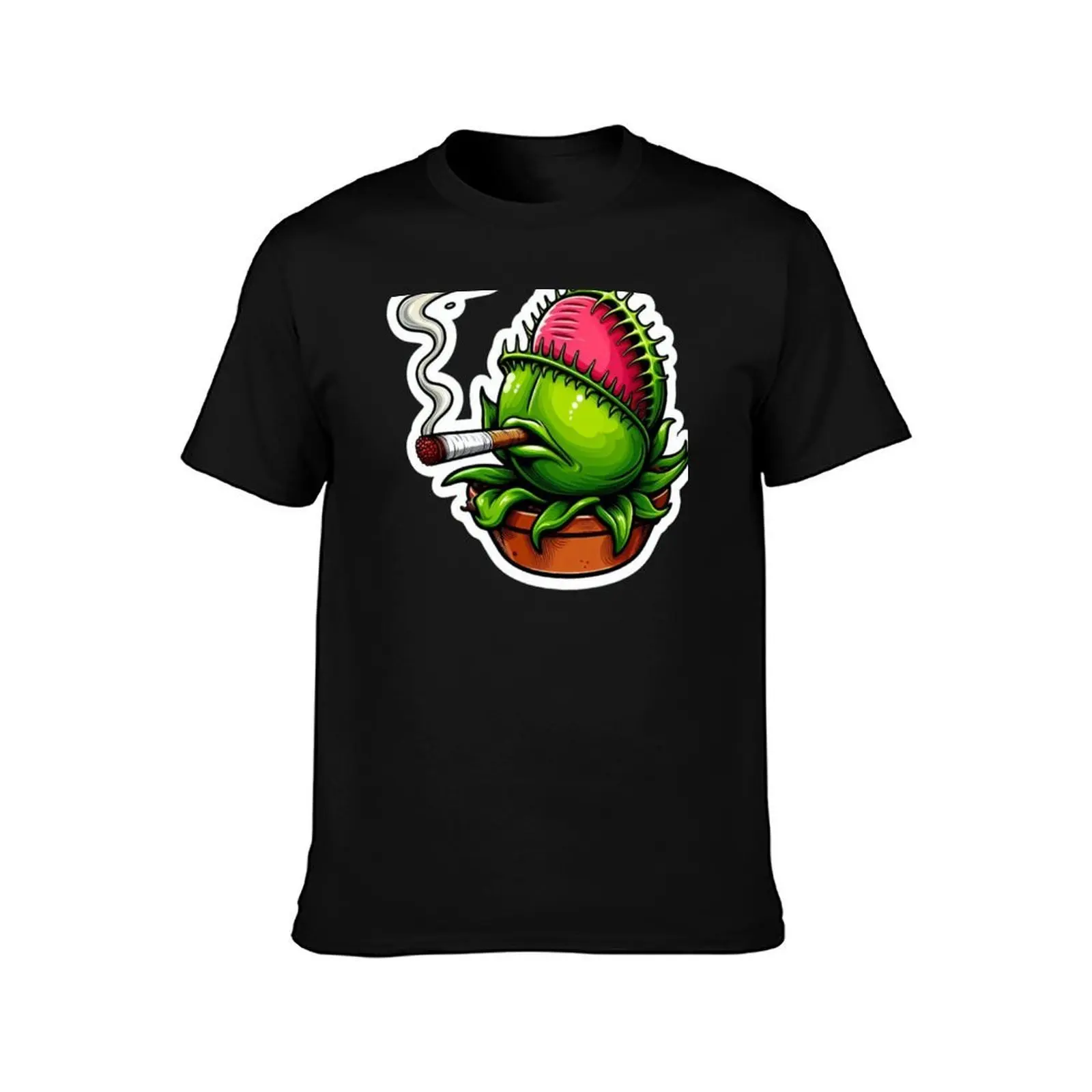 Carnivorous Craving: Flytrap with a Fag T-Shirt, Summer Casual Cotton Tee, Oversized Streetwear Tops, Vintage Graphic Print