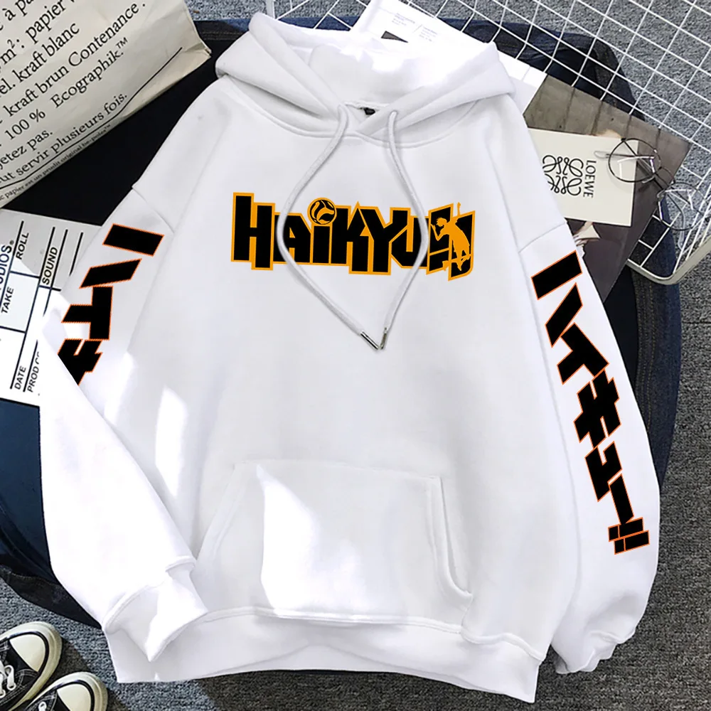 Sudadera con capucha de anime japonés Haikyuu para hombre, estampada de manga Sudadera con capucha, sudadera de lana de hip-hop, jersey de cuello redondo, top unisex lindo, nueva moda