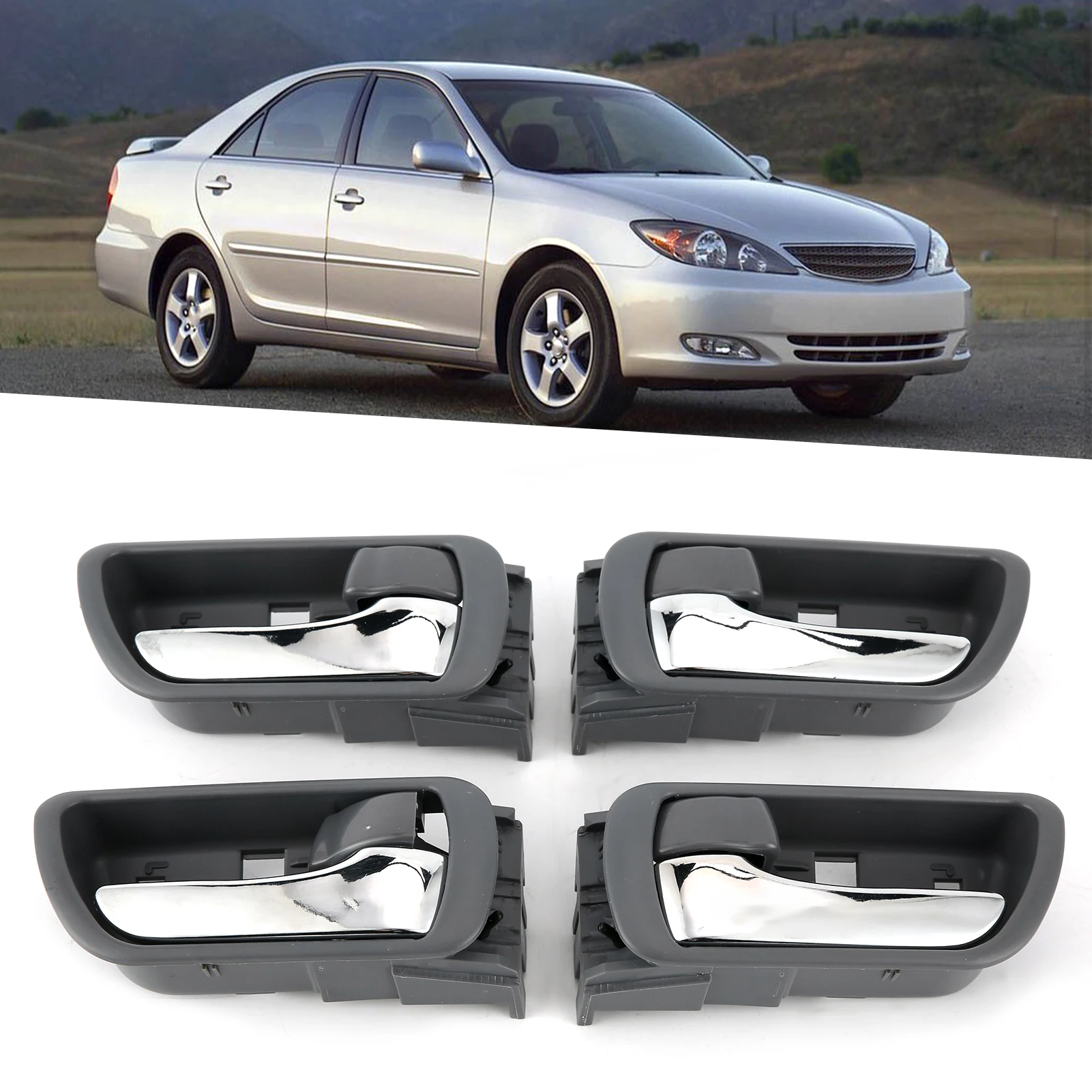4szt Klamki do drzwi wewnętrznych samochodu 69206-33030 69205-33030 Zamiennik do Toyota Camry 2002-2006