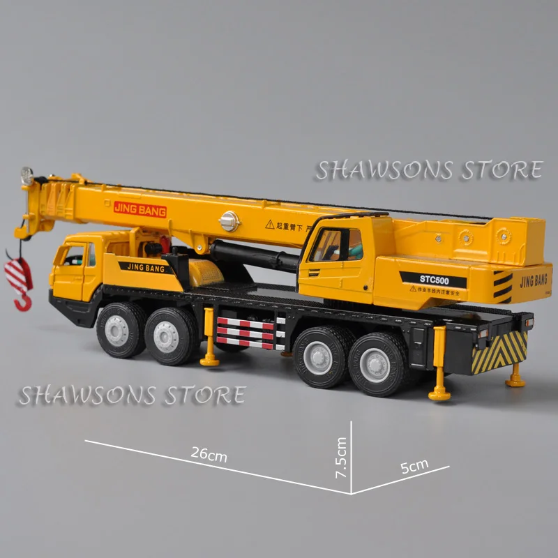 1:50 Diecast Metal Construction Vehicle Model Toy Heavy Crane Truck Super Stretch Arm Miniature Replica