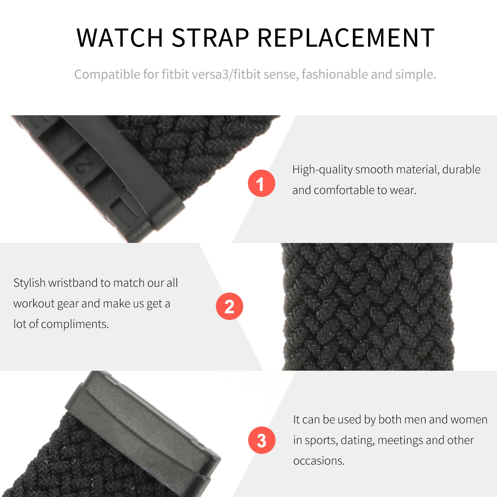

Smart Watch Strap Bands Wristband Fitbitwatch Weaving Yarn Replacement Compatible Fitness