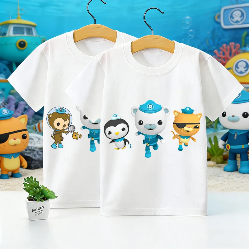 

Octonauts Kids Cotton White T-shirt Cute Anime Cartoon Boy Girl's Toddler Tees Streetwear Casual Short Sleeve Child Clothes Tops