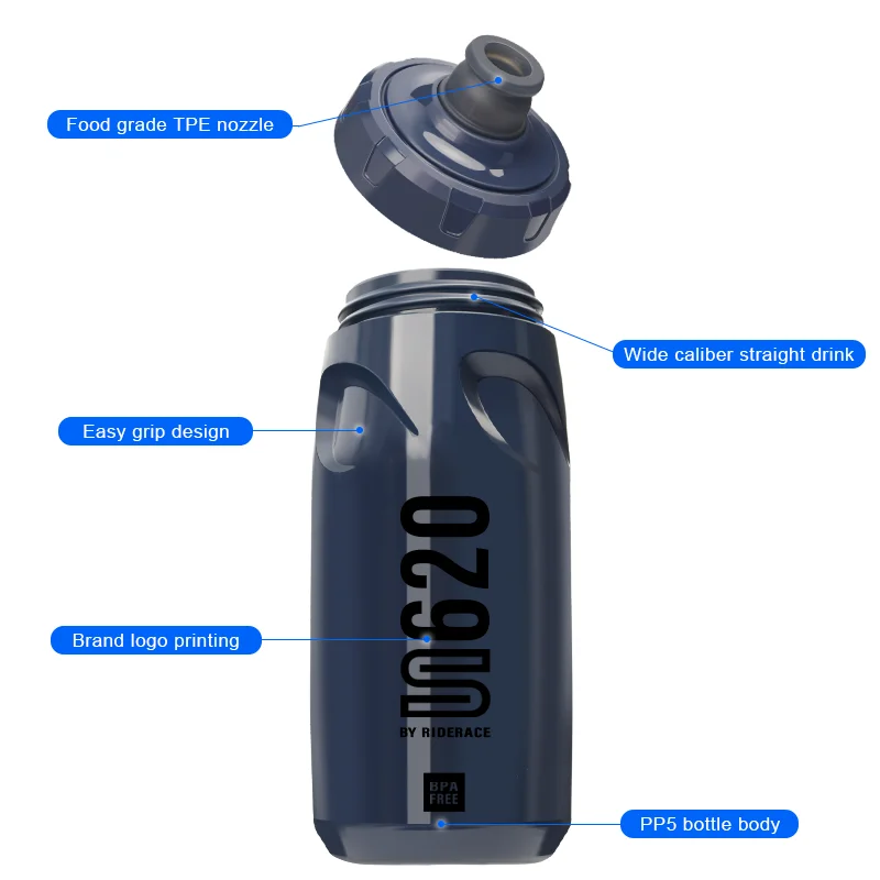 RIDERACE Bicycle Kettle Portable Bike Cup Cycling Water Bottle 620ML PP5 BPA FREE Outdoor Running Climbing Sports Squeeze Mug