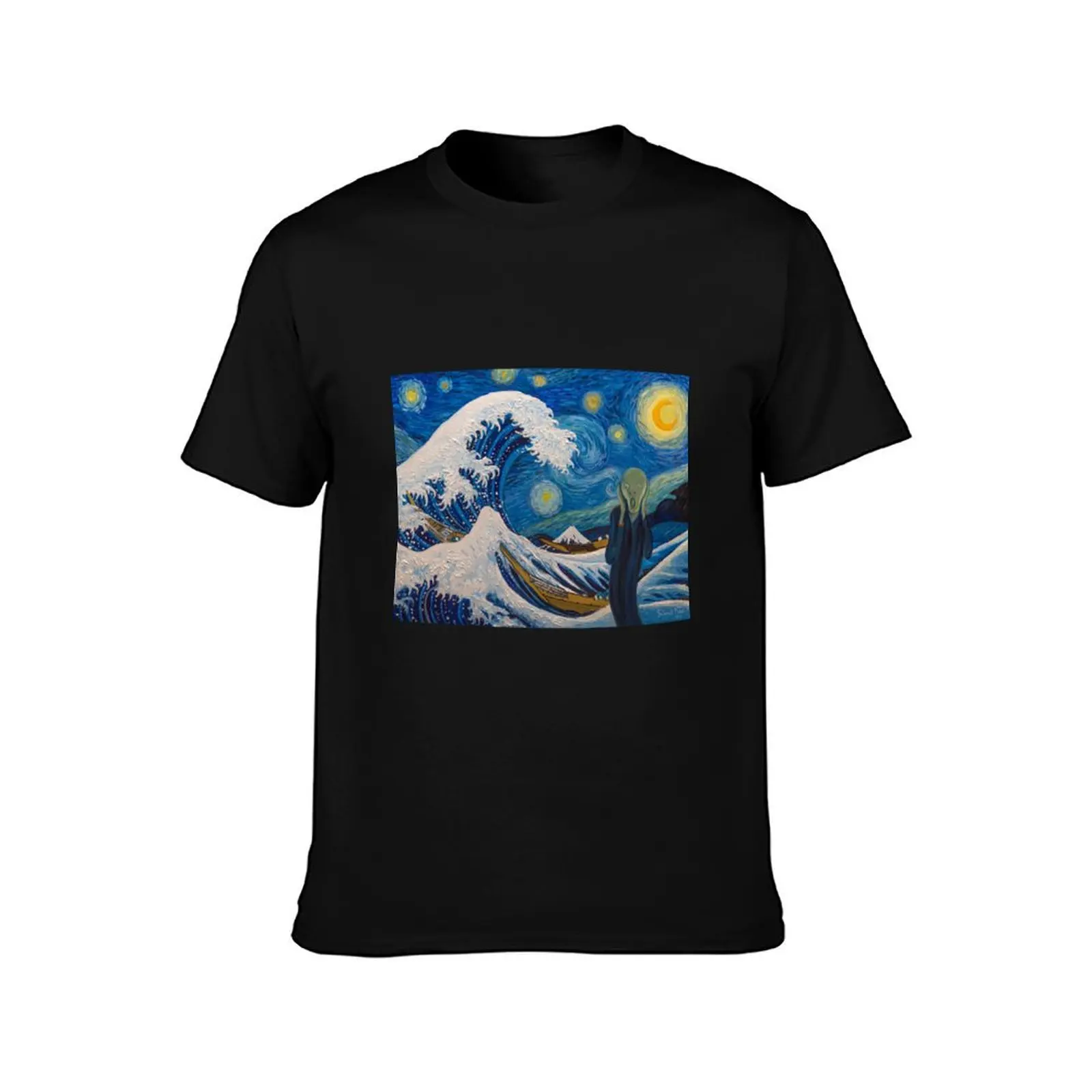 Hokusai, munch or van gogh? T-Shirt cotton t shirts high quality T-Shirt