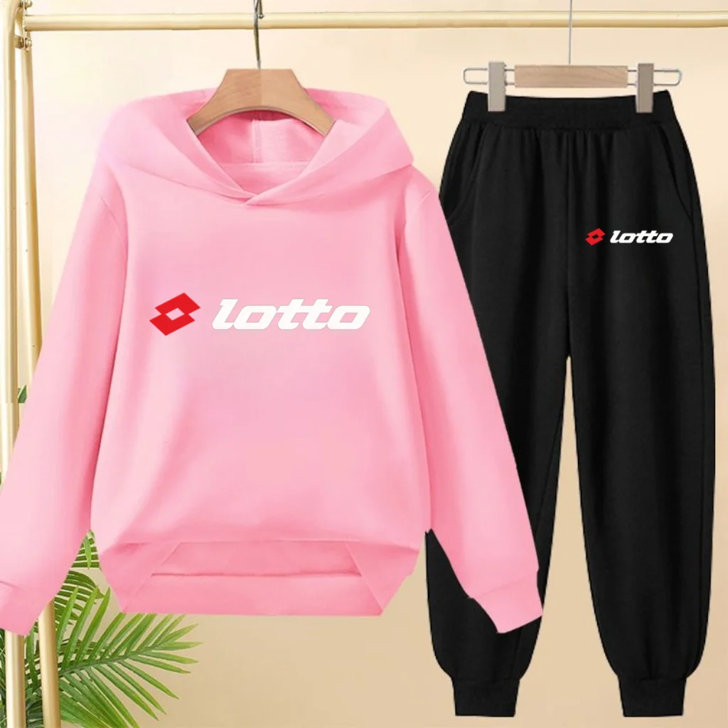 

Kids Charming Pullover Fashion Brand Letter Print Clothing Hoodie Girls Boy3-12Yrs Casual Sweatshirr+Pants 2P Sports Jogging Set