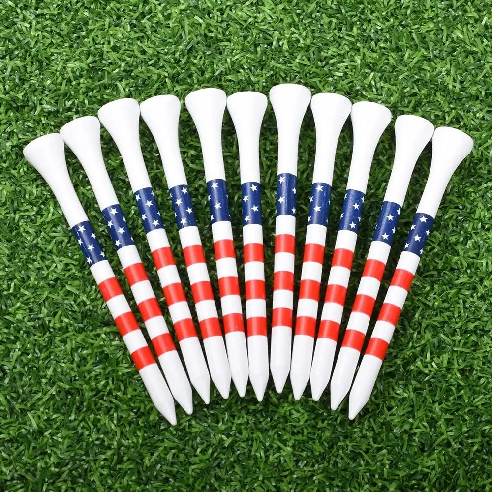 10PCS 70mm/83mm Golf Tees Colored Stripes Reduces Friction Tees Step Down Bamboo Professional Golf Ball Holder Golf Training