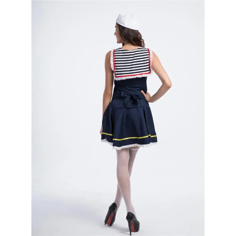 Sexy Women Nautical Navy Sailor Cosplay Costume Halloween Canival Party Mariner Masquerade Mini Dress