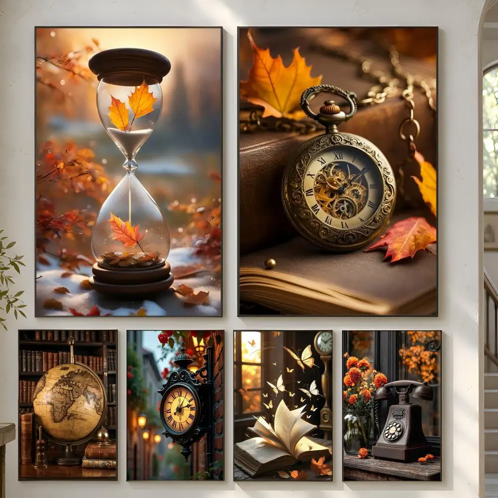 Autumn Time Brown Retro Poster Home Artwork For Living Room Bedroom Office Dorm Apartment Gift