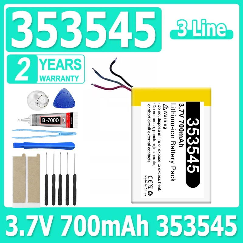 Brand-New 700mAh 3.7V Thermistor 3-Wires Li-Polymer Li Lithium Battery 353545 For GPS DashCam Bateria
