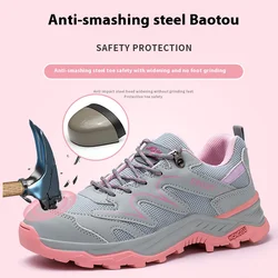 New Fashion Safety Shoes for Women Work Sneakers Structured Shoes Pneumatic-Proof Protective Shoes Work Boots Steel Toe Shoes