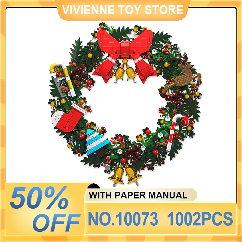 MOULD KING 10073 10074 MOC Christmas Wreath and Dried Flower Wreath Building Blocks Bricks Assembly Toys Christmas Gift For Kids