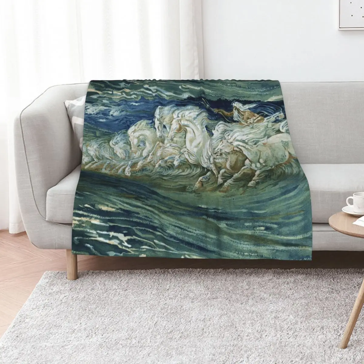 

SEA HORSES OF NEPTUNE AMONG WAVES Throw Blanket Luxury Thicken Quilt Furry Bed covers Blankets