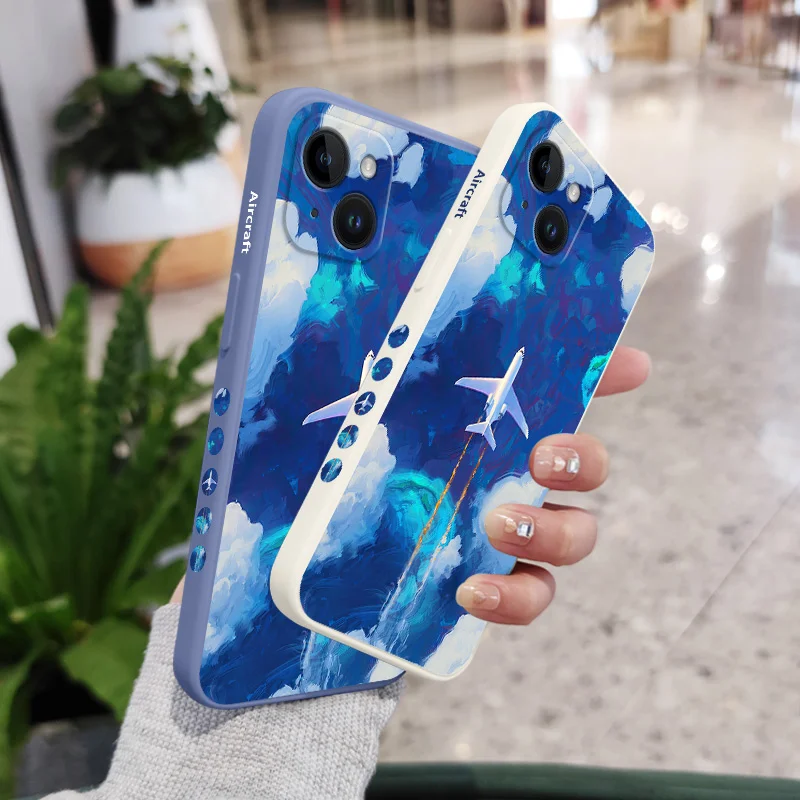 Funda de teléfono aeroplano Sky, carcasa de silicona para iPhone 16, 15, 14, 13, 12, 11, X, XR, XS, 8, 7, 6, 6S Plus, Pro Max, Mini