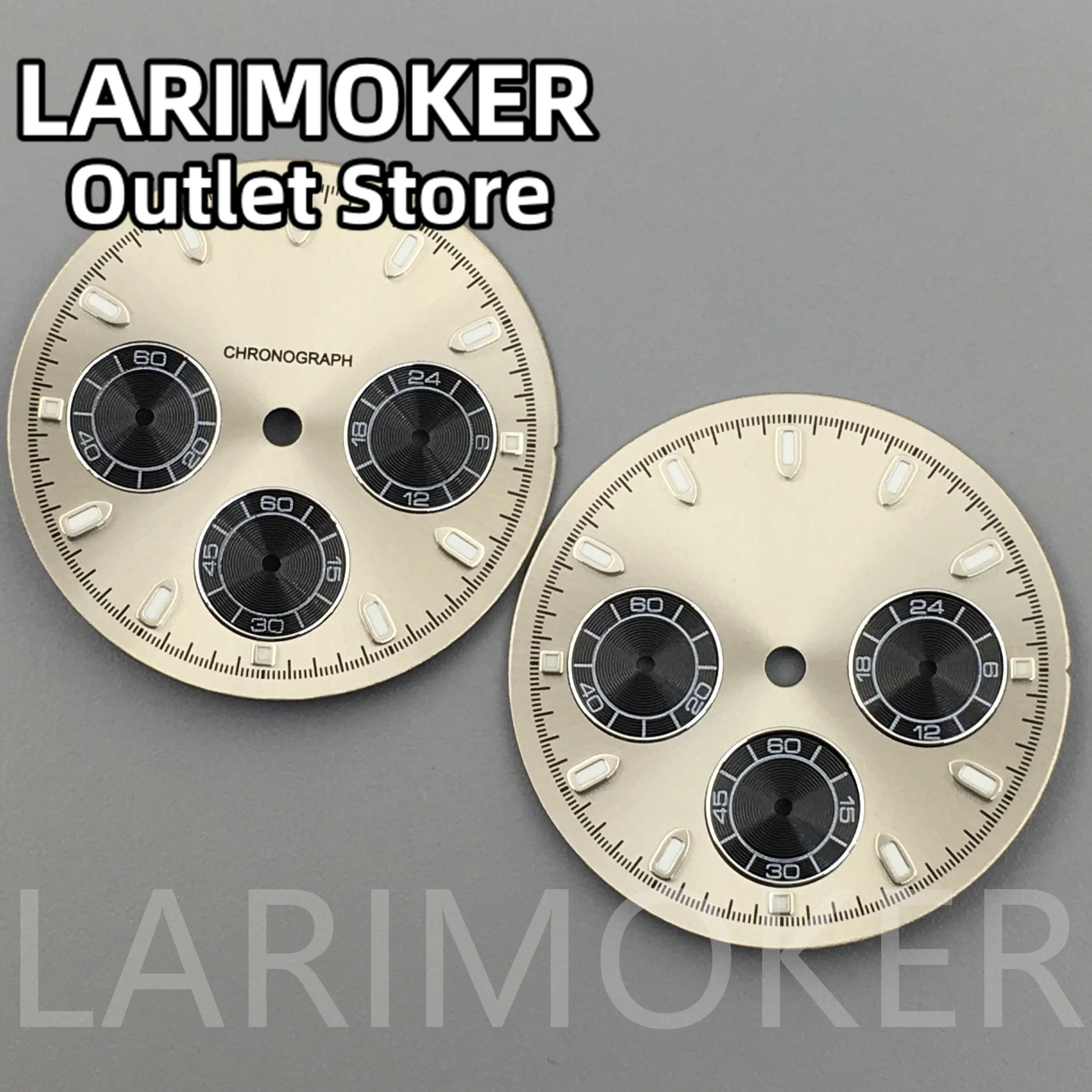 LARIMOKER 30mm VK63 Grey Watch Dial For Quartz Movement Watch Parts Green Luminous Fit for 39mm Watch Case