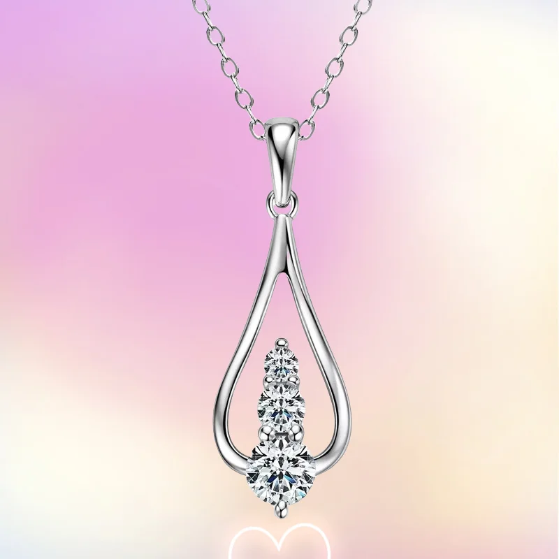 

New 2024 Cross-border New Light Luxury Temperament Water Drop Moissanite Pendant Sterling Silver S925 High-end Angel Tears Neckl