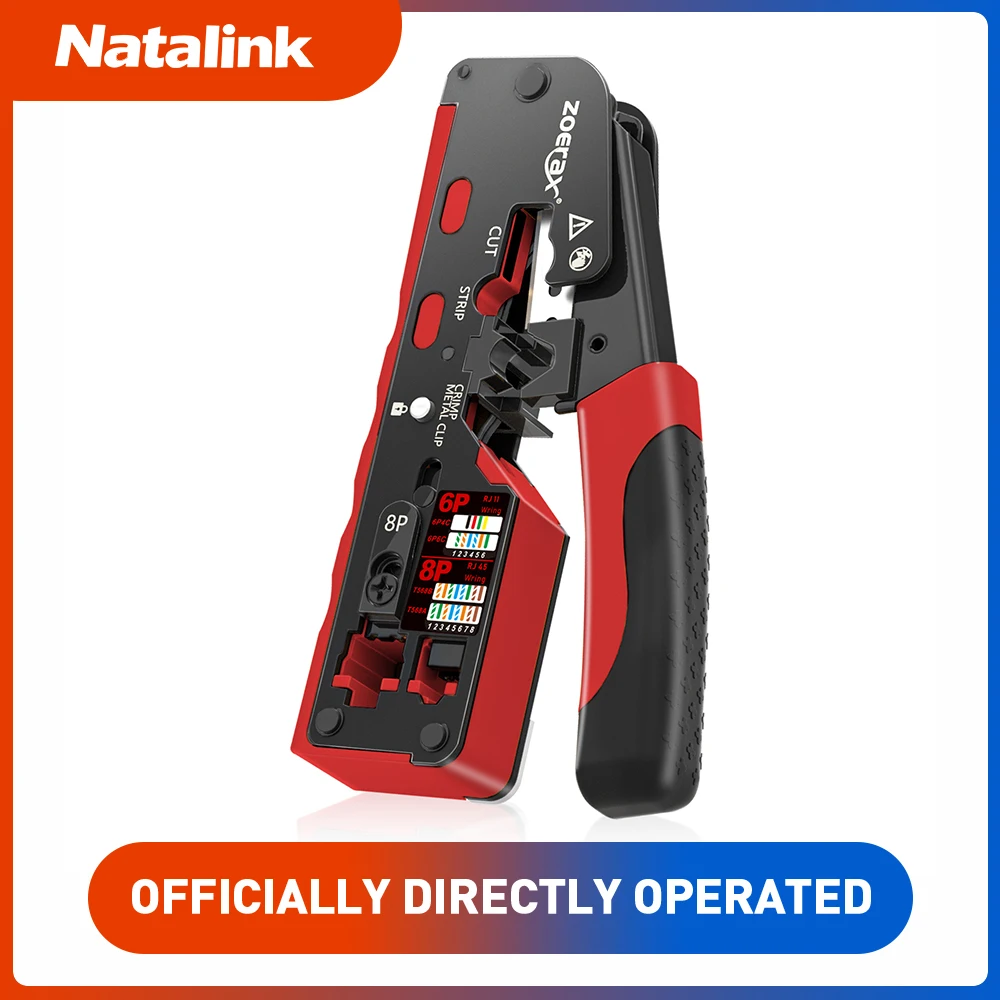 Natalink Cat7 RJ45 Crimping Tool Wire Cutter Crimper Compatible for Cat7/6a/6 Ethernet Network Cable Connector with Spare Blades