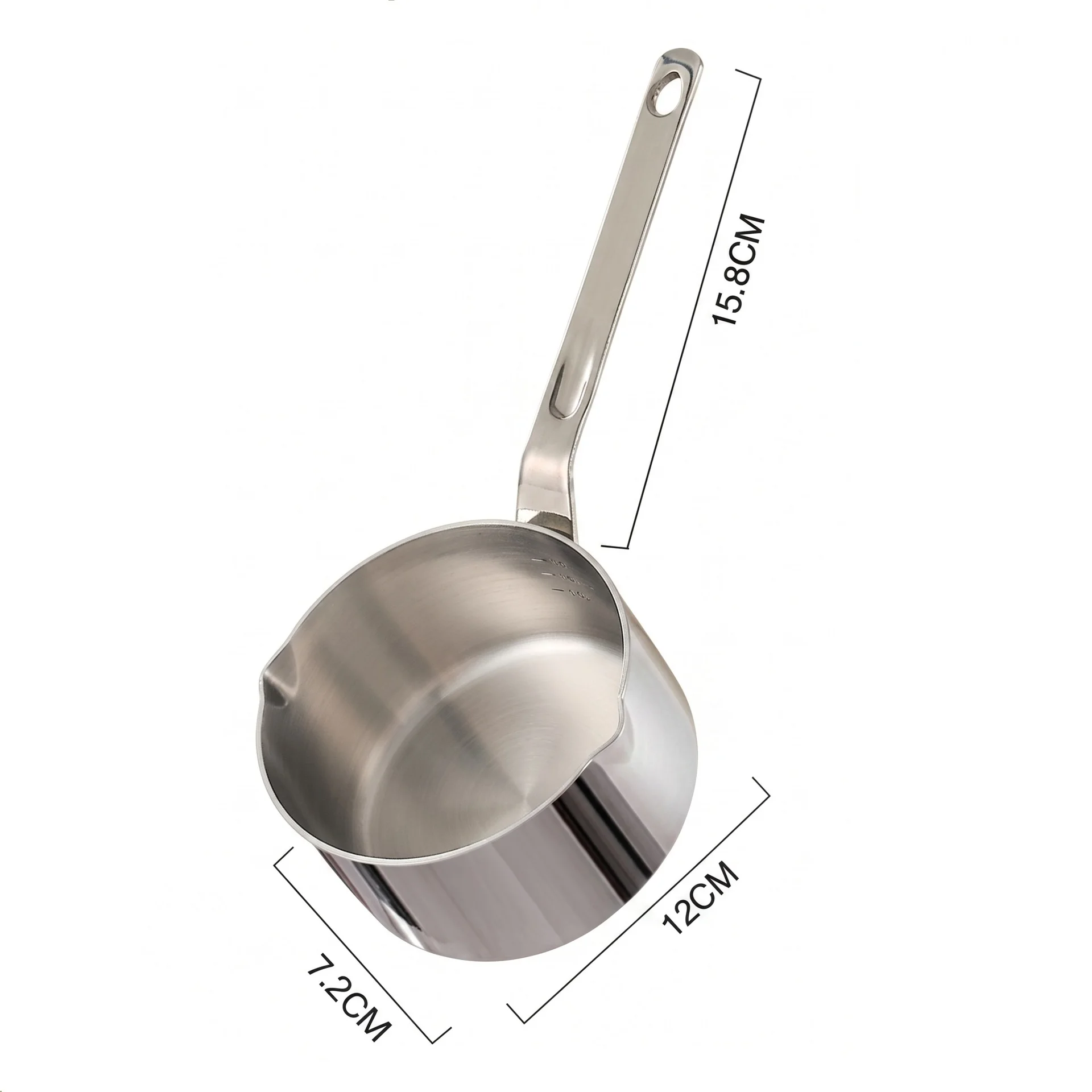 304 Stainless Steel 27cm Kitchen Cooking Vessel 800ml Single Handle Milk Warming Pot For Household Boiling Soup Food Prep New