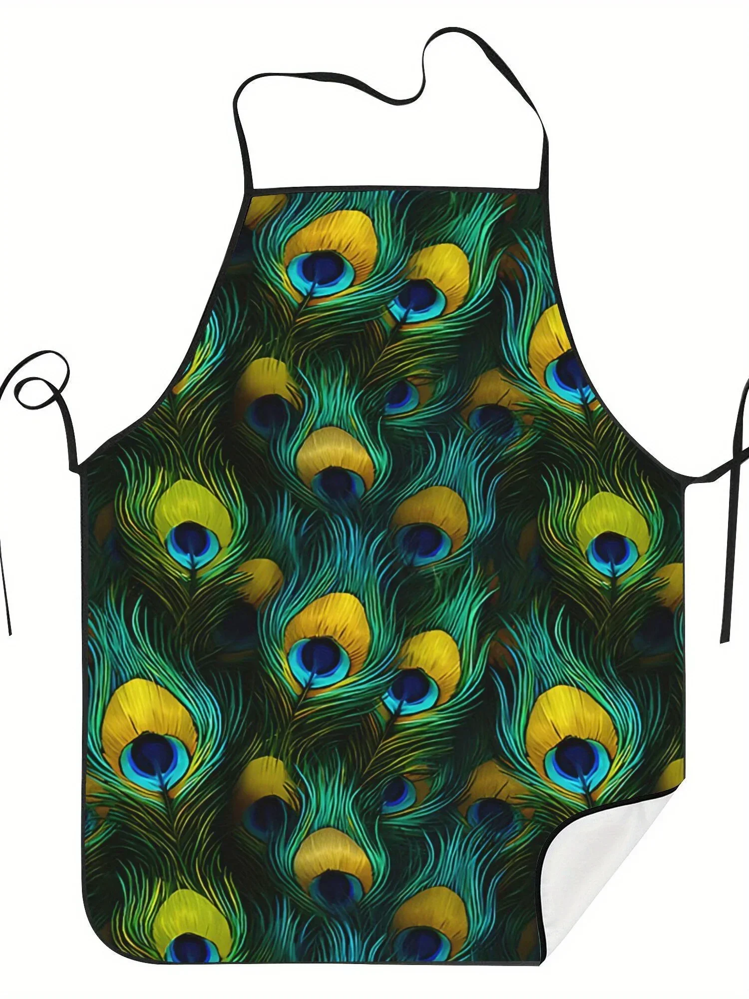 Apron With Vibrant Peacock Feathers In Vintage Design Suitable For Crafts Baking Cleaning Cooking Cafe And Barbecue Shop Aprons