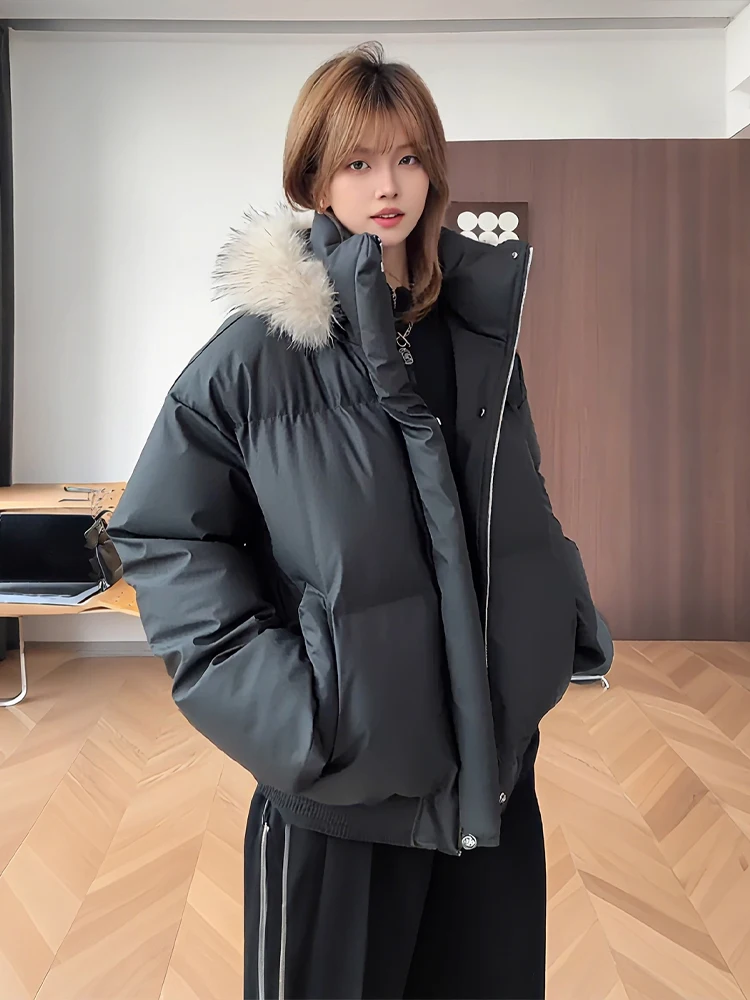 

Retro American Bomber Jaet Thiened Winter Coat for Men And Women Warm Cotton Bread Sle Coat Stand Fit Online Exclusive