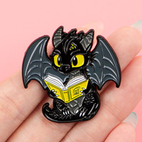 Dragon Reading Enamel Pins Cool Brooches Badge Lapel Pin For Backpack Clothes Accessories Cartoon Jewelry Birthday Gifts