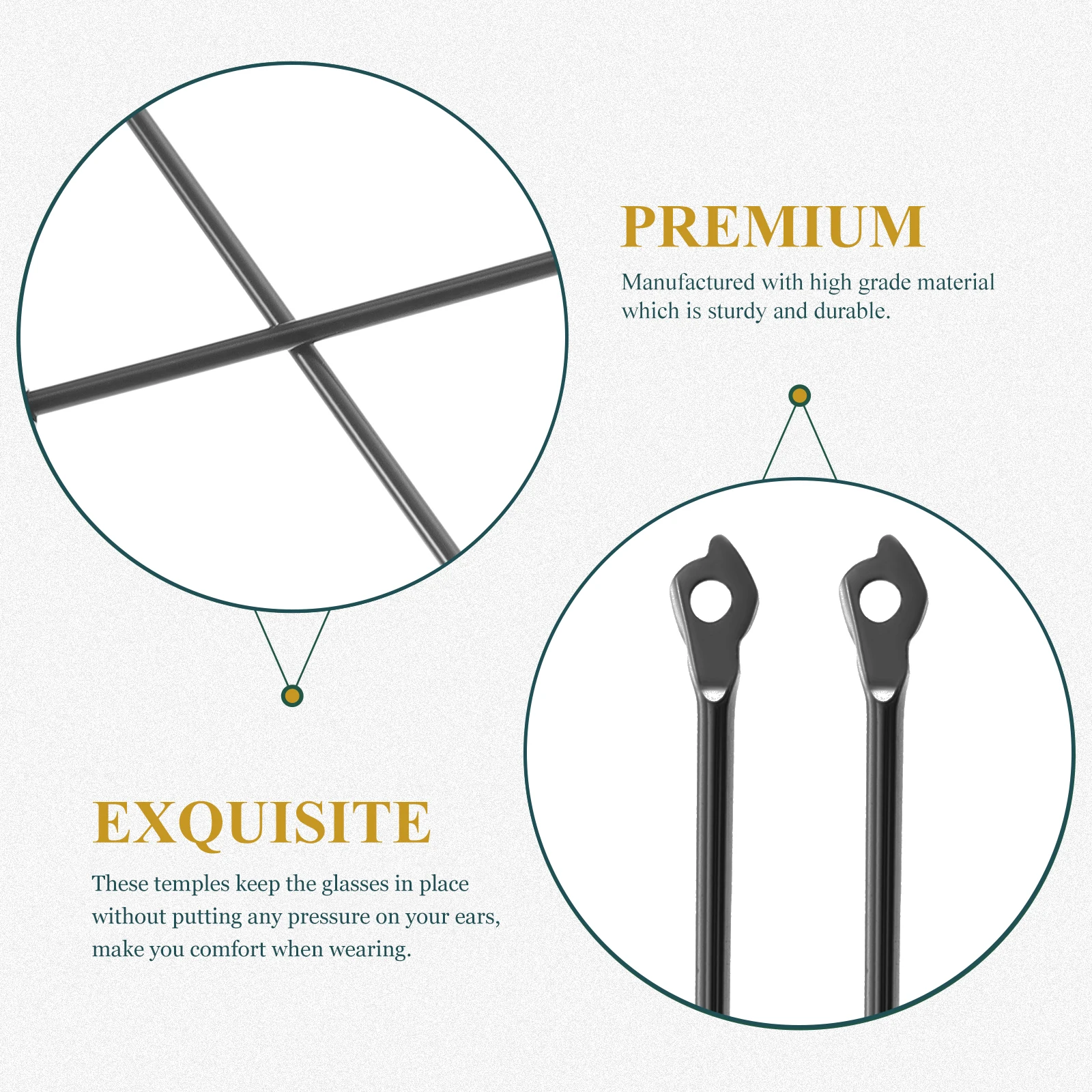 

Metal Eyeglasses Replacement Temples Black Frame Nonslip Design Universal Arm Legs Easy Install Glasses Accessories Repair Kit