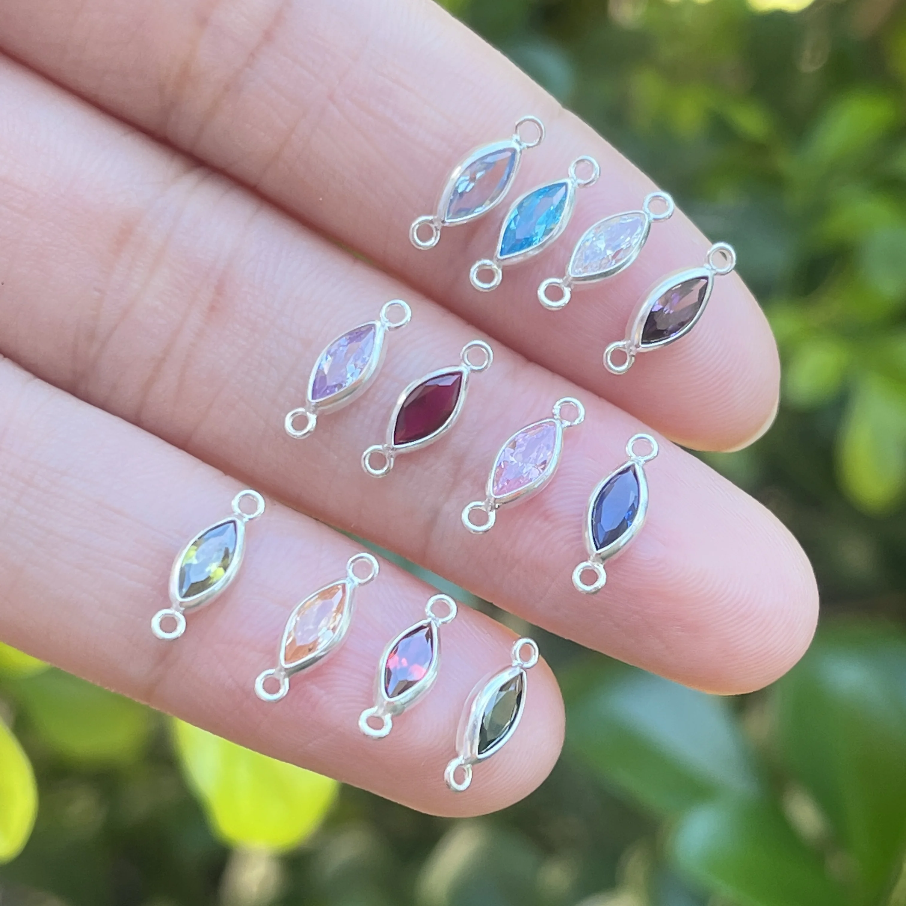 5pcs 14K Gold Filled Mariquesa Charm Connectors With Double Loops S925 Sliver Birthstone Pendants for DIY Fine Jewelry Making