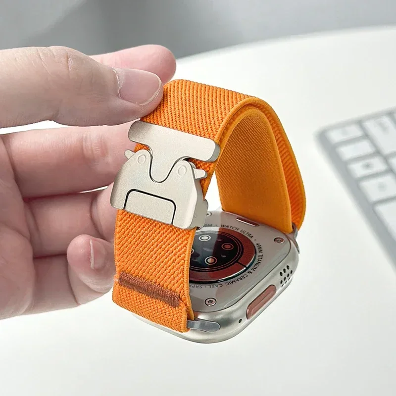 Armband mit Fallschirmriemen für Apple Watch Ultra 2, 49 mm, 45 mm, 46 mm, 44 mm, 42 mm, 40 mm, 41 mm, Armband für iWatch Series 10, 9, 8, 7, 6, 3, SE. – Detail 8