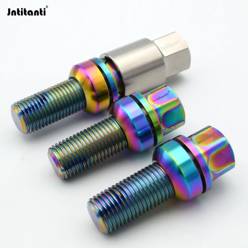 Jntitanti Gr5 Titanium Ti-6Al-4V Anti-theft Ball Seat Washer Wheel Bolts M14x1.5x28/30/35/40/45MM for VW AUDI