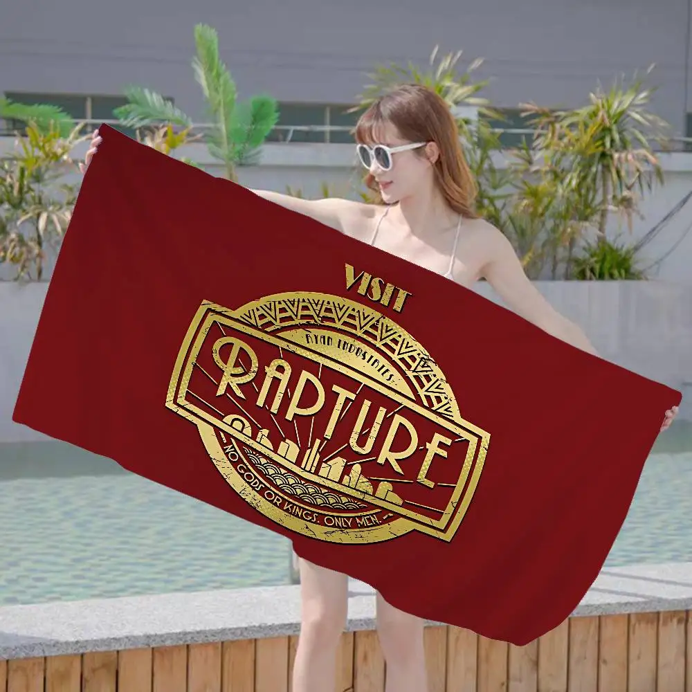 Retro B-Bioshock R-Rapture Game Beach Towel Colorful Bath Towels for Girl Microfiber Quick Dry Custom Sand Free Spa Gym Pool