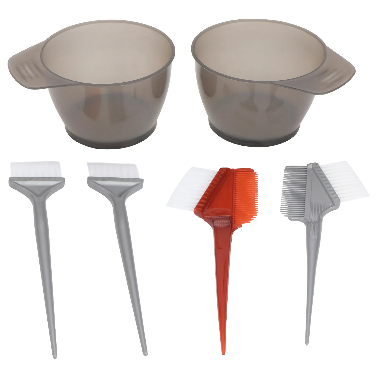2Pcs Hair Dye Bowls Color Mixing Set Brown Gray Anti-Slip Base Hairdressing Tinting Containers Salon DIY Hair Coloring Tools