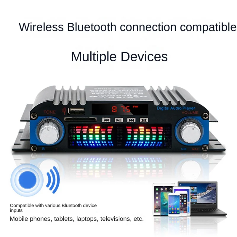 4-Channel 60W High Power Car Bluetooth Audio Amplifier Hifi Stereo Mini Audio Receiver for Car Audio Modification Home