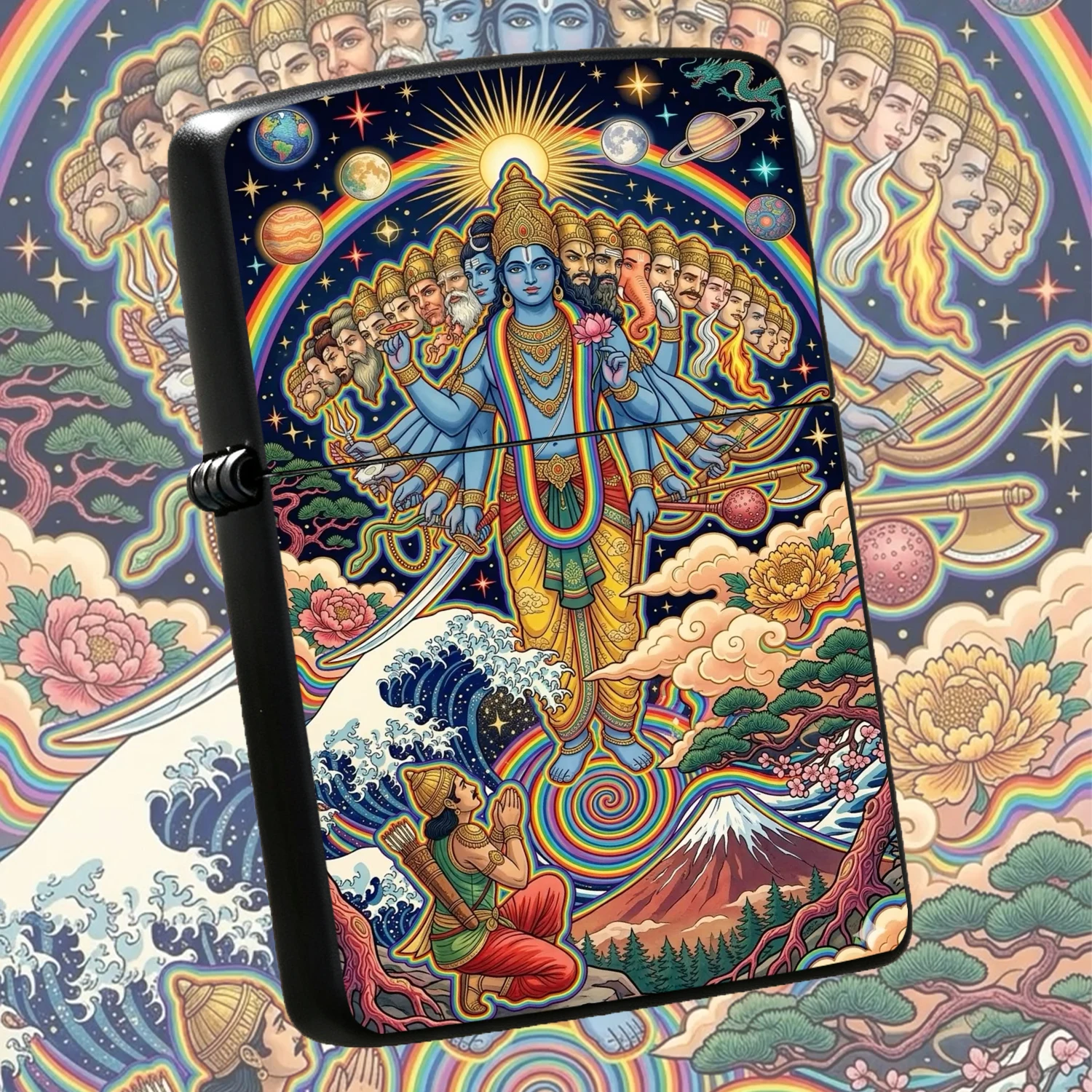 Vishvarupa Lord Vishnu Themed Lighter Psychedelic Rainbow Cosmic Pattern Decorative Accessory, Creative Hindu Culture Art Collectible, Ideal Unique Gift For Festival Gatherings, Daily Use For Any Occasions, Exquisite Ornament For Personal C