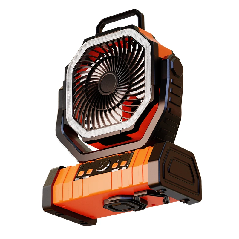 20000mAh Rechargeable Outdoor Camping Fan With LED Light Power Bank USB Charging Remote Control Hanging Hook For Tent