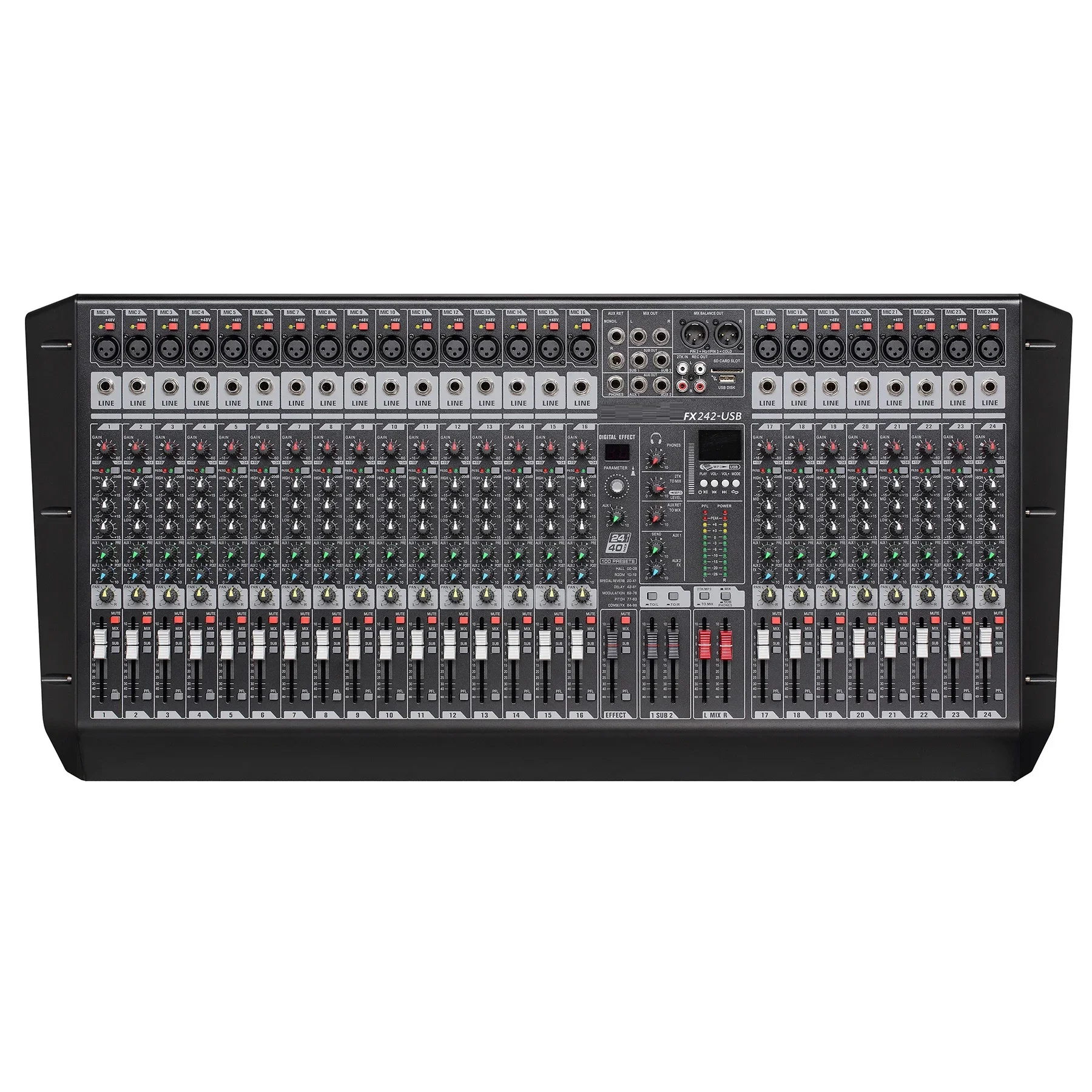 DJ Controller/Audio Sound Equipment Digital Dsp Effect Mixer 24 Channel Audio Console Mixer Sd Card Digital Effector FX242-USB